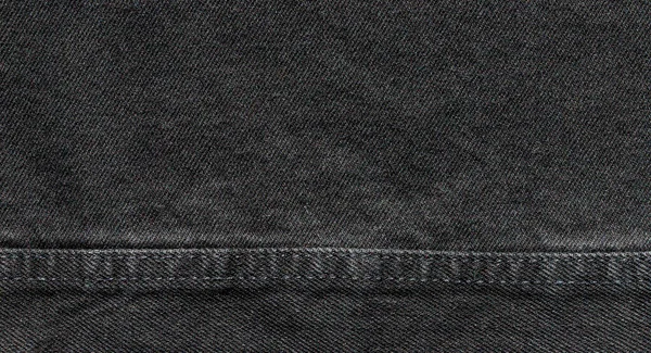 Textuur Van Zwarte Jeans Denim Stof Achtergrond — Stockfoto