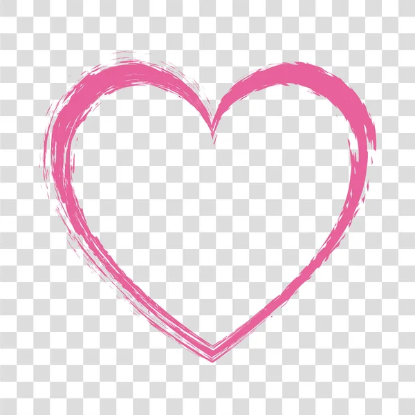 Pinsel Bemalt Rosa Stempel Herz Banner Auf Transparentem Hintergrund — Stockvektor
