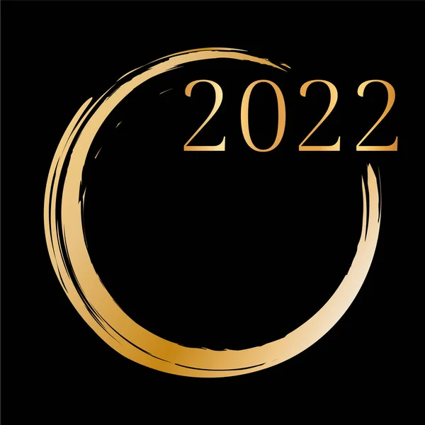2022 Новый Год Покрашенный Золотой Кистью Баннер Чернилами Тёмном Фоне — стоковый вектор