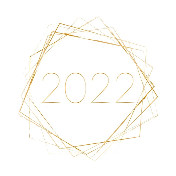 2022 Новый Год Покрашенный Золотой Кистью Баннер Чернилами Белом Фоне — стоковый вектор