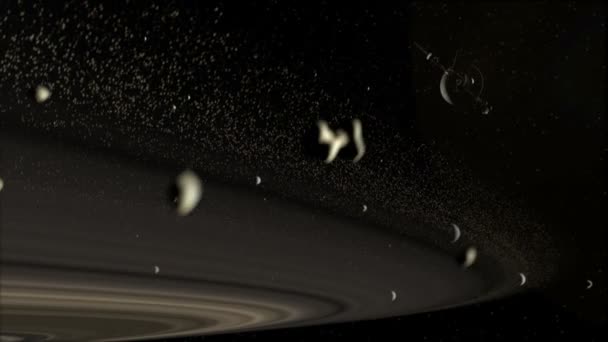 Sonda spaziale Voyager 2 in orbita attorno a Saturno — Video Stock