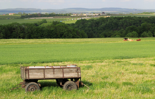 view on trailer in a green landscape