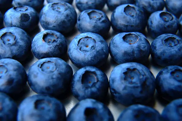 Closeup dari sekelompok blueberry segar dan halus — Stok Foto