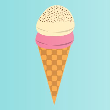 Dondurma düz simgesi. Vektör İllüstrasyon. Colorfull Dondurma Logosu. Yaz izole rozetleri.