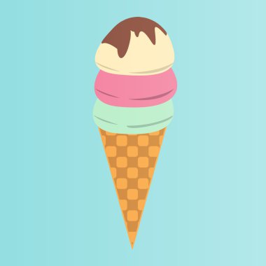 Dondurma düz simgesi. Vektör İllüstrasyon. Colorfull Dondurma Logosu. Yaz izole rozetleri.