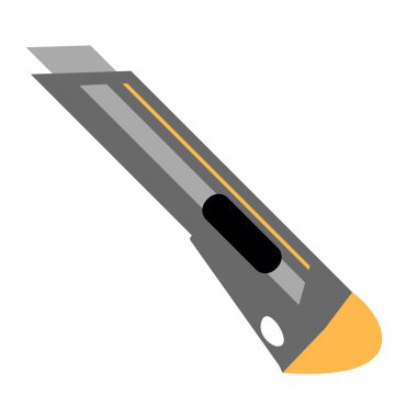 Kırtasiye bıçak vektör düz simgesi. İnşaat çalışma aracı öğesi. Düz logo Kırtasiye bıçak beyaz arka plan üzerinde izole. Vektör Kırtasiye bıçak karikatür illüstrasyon.