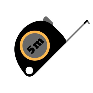 Rulet ölçü bina vektör düz simgesi. İnşaat çalışma aracı öğesi. Düz logo Rulet ölçmek beyaz arka plan üzerinde izole. Vektör Rulet ölçmek karikatür illüstrasyon.