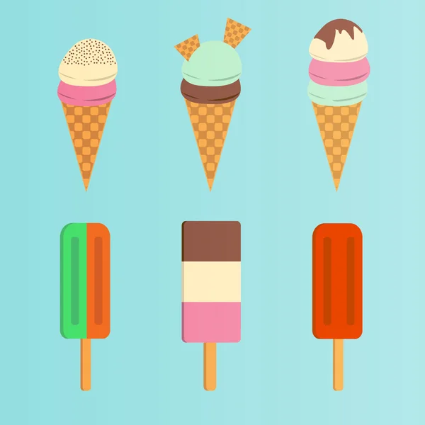 冰淇淋平图标。矢量插图。全色冰淇淋标志。夏季隔离徽章. — 图库矢量图片