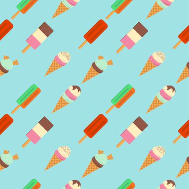 Dondurma Düz Simge Desen. Vektör İllüstrasyon. Colorfull I