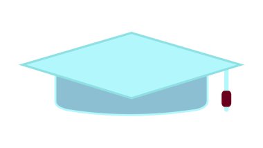 Karikatür eğitim akademik kare kap düz simgesi. Öğrenci şapkası üzerinde 
