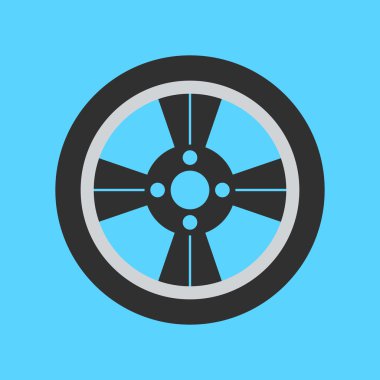 Araba tekerlek arka plan düz simgesi. Vektör çizim. İzole