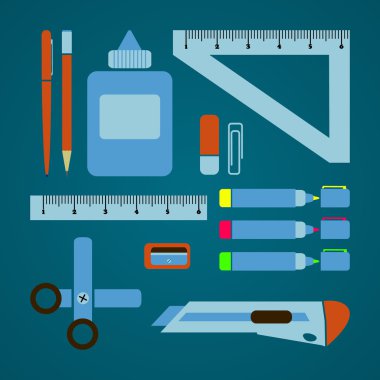 Okullar kümesi öğrencinin sırt çantası sağlar. Vektör düz çizim