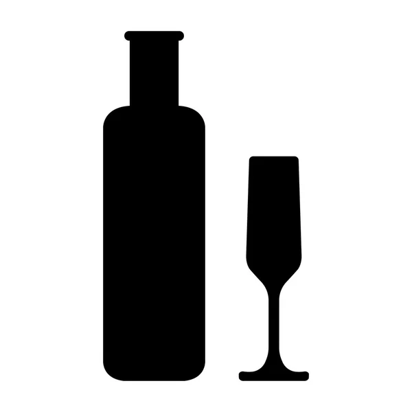 Flessen en glasplaten van alcohol. Wijn vectorillustratie — Stockvector