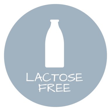 Laktoz ücretsiz etiket. Gıda intoleransı sembolleri. Vektör çizim