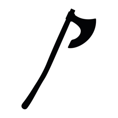 Ortaçağ savaş tipi balta, konsept balta eski soğuk silahlar siyah siluet vektör çizimi, beyaza izole edilmiş. Düz cinayet aletleri, dünya çapında arbede silahı..