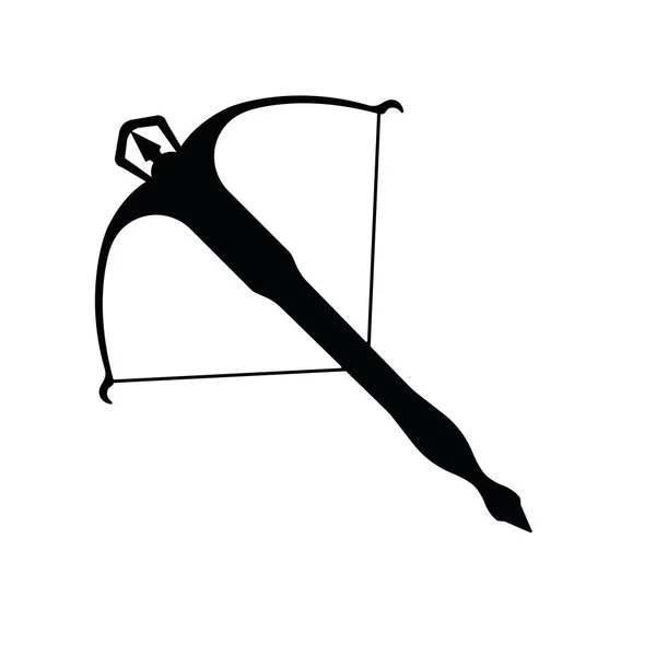 Mittelalterlicher Waffentyp Arbalest Konzept Symbol Armbrust Waffe Schwarze Silhouette Vektor — Stockvektor