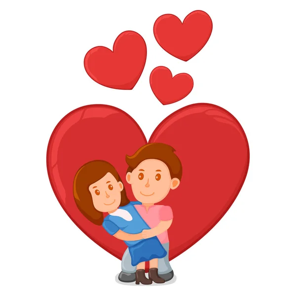 Υπέροχο Ρομαντικό Ζευγάρι Στέκεται Αγκαλιά Και Δώρο Σήμερα Άνοιξη Ημέρα — Διανυσματικό Αρχείο