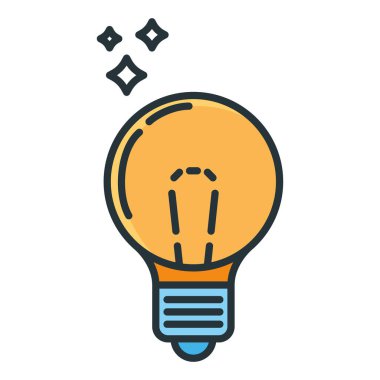 Sarı ampul ev ikonu, konsept lamba çizgisi düz vektör çizimi, beyaz üzerine izole edilmiş. Aydınlatma aygıtı şeyleri.