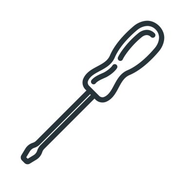 Tornavida onarım aracı simgesi, konsept iş araç takımı yenileme evi düz vektör çizimi, beyaz üzerine izole. Nesne eli çalışkan aygıt.