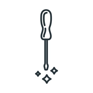 Tornavida onarım aracı simgesi, konsept iş araç takımı yenileme evi düz vektör çizimi, beyaz üzerine izole. Nesne eli çalışkan aygıt.