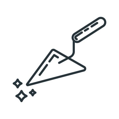 Konsept spatula yapı aracı simgesi, mala takımı profesyonel enstrüman düz çizgi vektör çizimi, beyaz üzerinde izole. Tadilat işleri, inşaat aletleri..