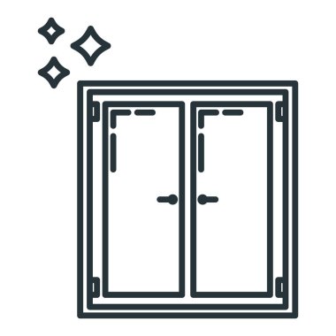 Pencere açıklığı ev simgesi, ev yenileme konsepti düz vektör çizimi, beyaza izole edilmiş. Ön dekorasyon kaplaması tasarla.