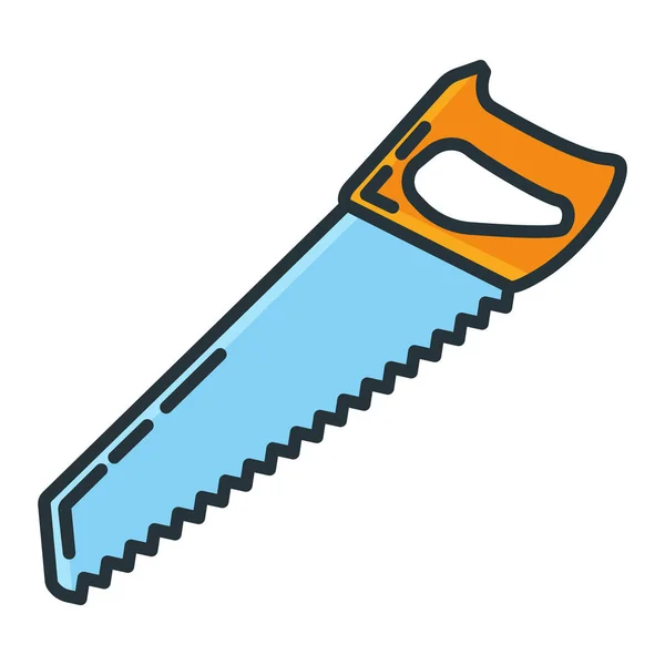 Hand Saw Construction Repair Tool Icon Concept Hacksaw Work Toolkit — Stock Vector