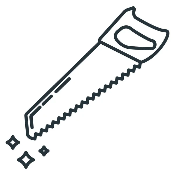 Hand Saw Construction Repair Tool Icon Concept Hacksaw Work Toolkit — Stock Vector