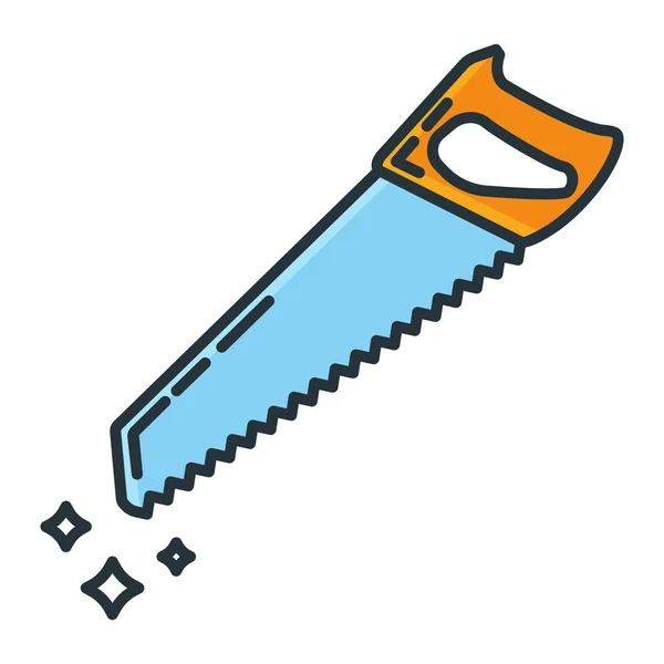 Icono Herramienta Reparación Construcción Sierra Mano Concepto Hacksaw Trabajo Toolkit — Vector de stock