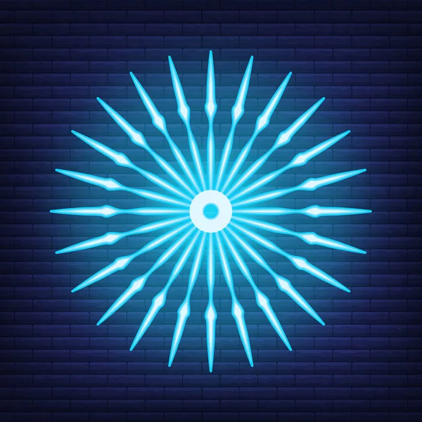 Retro Ontwerp Licht Sunburst Neon Stijl Gloeien Geometrische Vorm Vintage — Stockvector