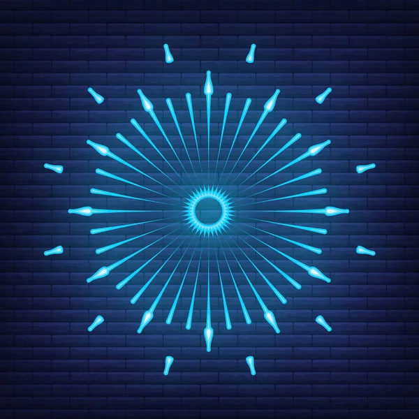 Retro Ontwerp Licht Sunburst Neon Stijl Gloeien Geometrische Vorm Vintage — Stockvector