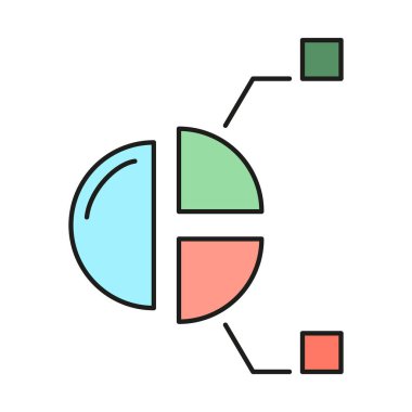 Bilgi diyagramı konsepti, çevrimiçi veritabanı bilgisayar ikonu, bilgi taslağı düz vektör çizimi, beyaz üzerine izole. Modern web sunucu aracını kavra.