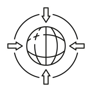 Küresel internet bulut teknoloji ikonu, çevrimiçi veritabanı düz vektör çizelgesi, beyaz üzerinde izole bilgi. Web aracı bilgisini, uzak sunucu veri alımını kavra.