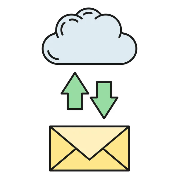 Icône Cloud Échange Données Protéger Stockage Informations Distance Base Données — Image vectorielle