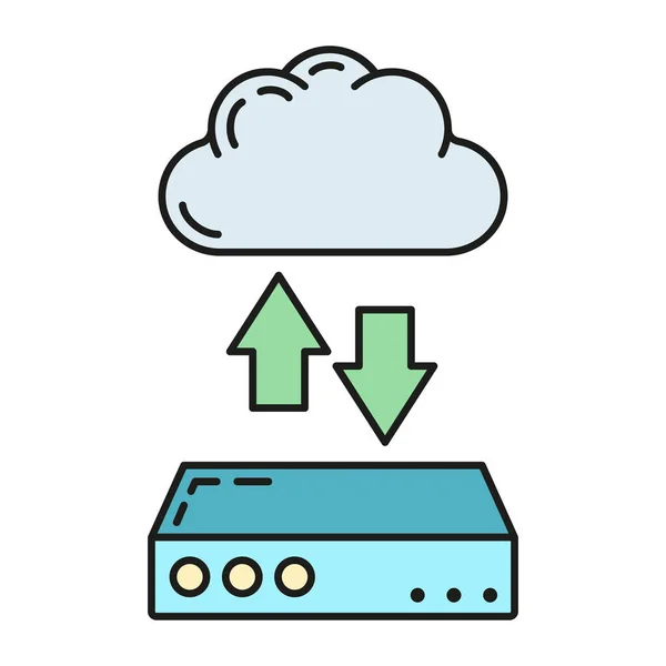 データ交換クラウドアイコンは リモート情報ストレージを保護し データベースコンピュータ技術情報は 白に隔離されたフラットベクトルイラストを概説します 現代的なWebサーバーツールのセキュリティの概念 — ストックベクタ