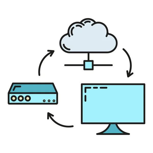 Datenaustausch Cloud Symbol Schützen Remote Informationsspeicher Datenbank Computer Technologie Informationen — Stockvektor