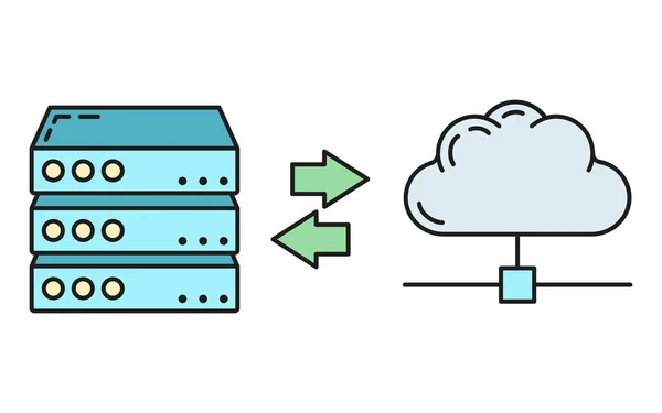 Ikona Cloudu Pro Výměnu Dat Ochrana Vzdáleného Úložiště Informací Databázová — Stockový vektor