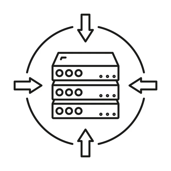 Externe Computer Server Gegevensuitwisseling Cloud Icoon Beschermen Database Opslag Technologie — Stockvector