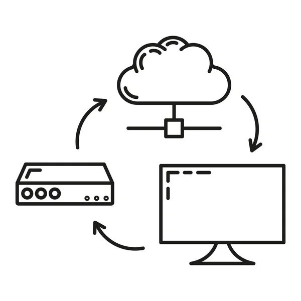 Icône Cloud Échange Données Protéger Stockage Informations Distance Base Données — Image vectorielle