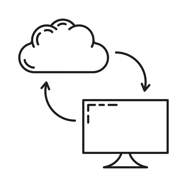 Data Exchange Cloud Icon Protect Remote Info Storage Database Computer — 图库矢量图片