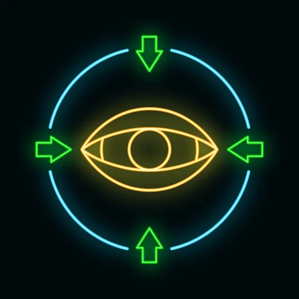 Concept Eye Online Computer Technology Icon Neon Glow Style Remote — Vector de stock