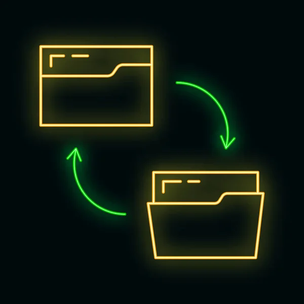 Folder Online Database Computer Cloud Icoon Gloeien Neon Stijl Data — Stockvector