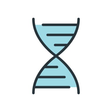 Deoksiribonükleik asit dnc ikonu, eğitim kurumu işlem okulu, renk çizgisi düz vektör çizimi, beyaza izole edilmiş. Ofis malzemeleri sembolü, okula dönüş konsepti..