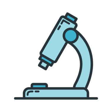 Mikroskop simgesi, eğitim kurumu süreci, okul renklerine geri dönüş düz vektör çizimi, beyaza izole edilmiş. Malzeme sembolü kavramı, devlet üniversitesi.