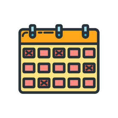 Takvim bitiş tarihi ikonu, eğitim kurumu süreci, okula geri dönüş düz vektör çizelgesi, beyaza izole edilmiş. Malzeme sembolü kavramı, devlet üniversitesi.