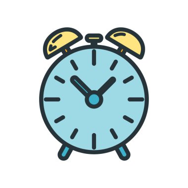 Alarm saat simgesi, eğitim kurumu süreci, okula dönüş düz vektör çizimi, beyaza izole. Malzeme sembolü kavramı, devlet üniversitesi.