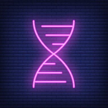 Deoksiribonükleik asit dnc simgesi parlak neon tarzı, eğitim kurumu işlem okulu, renk çizgisi düz vektör çizimi, siyah üzerine izole. Ofis malzemeleri sembolü, okula dönüş konsepti..