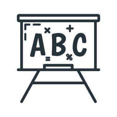 Okul karatahta simgesi, eğitim kurumu süreci, okula dönüş düz vektör çizimi, beyaza izole. Malzeme sembolü kavramı, devlet üniversitesi.