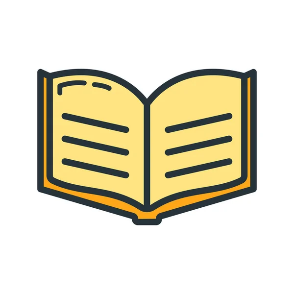 Textbook Schoolbook Icon Educational Institution Process School Color Outline Flat — 스톡 벡터
