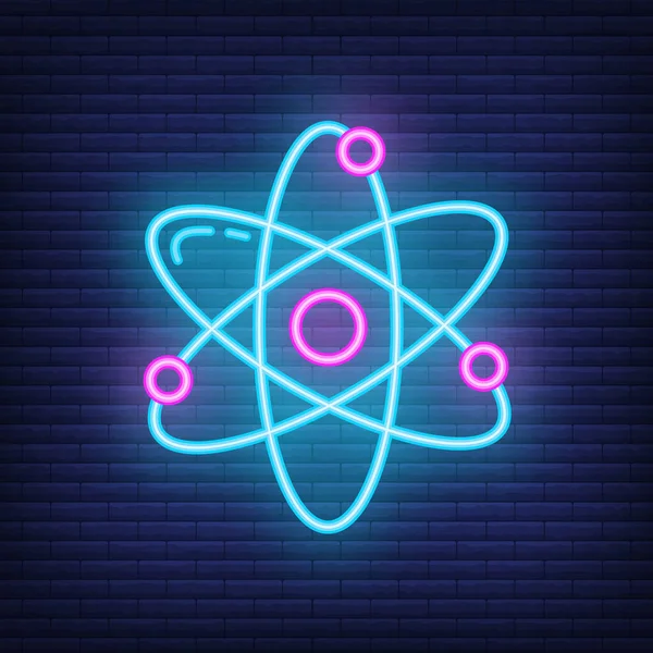 Atom Structure Icon Glow Neon Style Educational Institution Process Back — 图库矢量图片